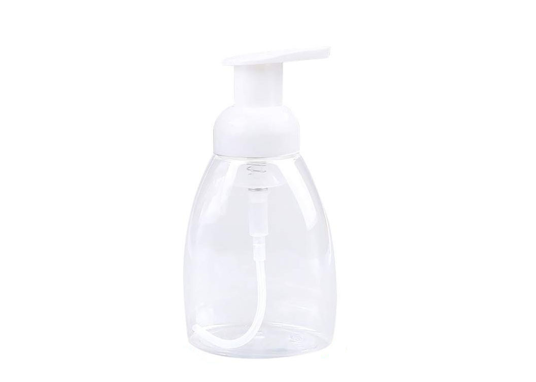 El cosmético plástico del uso diario embotella la botella del jabón de la bomba que hace espuma blanca