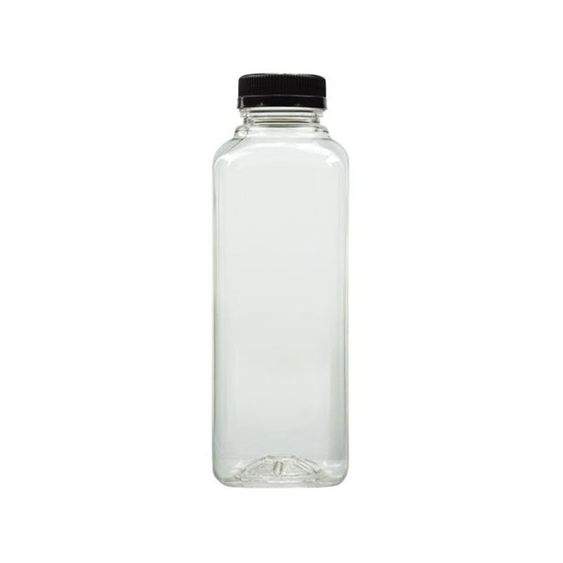 botella plástica de la bebida del ANIMAL DOMÉSTICO cuadrado vacío 16oz con el casquillo transparente