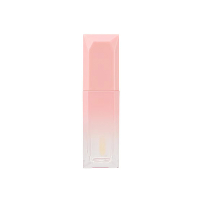 Tubo de aceite de brillo labial transparente de 5 ml, nuevo estilo, tapa dorada, botella cuadrada